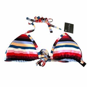 Smart & Sexy Women's NWT Striped Adjustable Tie Halter Swimsuit Top Size Medium